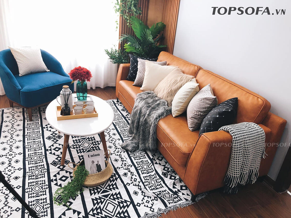  Sofa văng da TS304 sở hữu thiết kế đơn giản