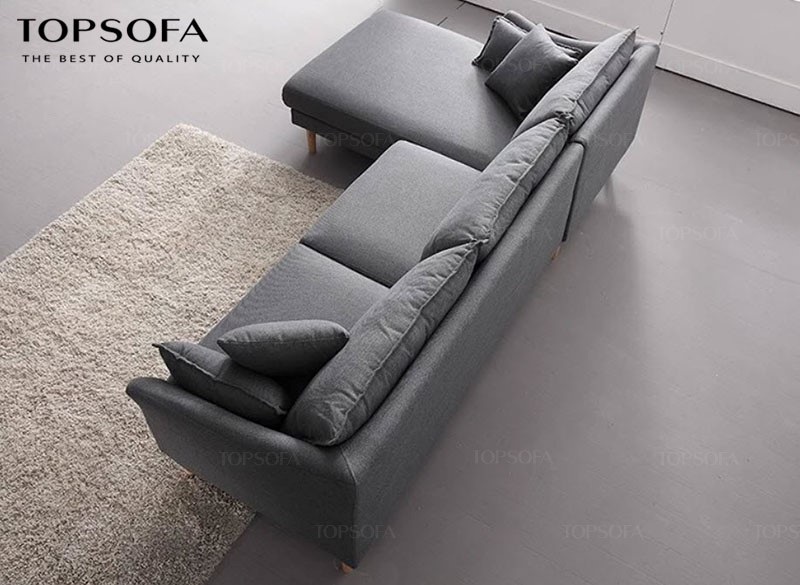 sofa góc nỉ TS210 màu ghi trung tính