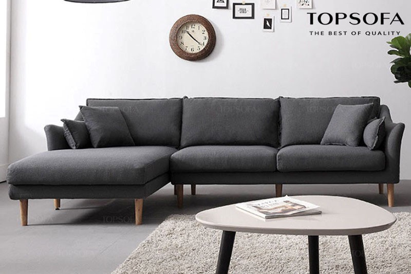 Thiết kế chữ L cùng những đường bo góc khỏe khoắn giúp mẫu sofa góc nhỏ gọn TS210 dễ dàng che đi khuyết điểm ở vị trí góc của căn phòng