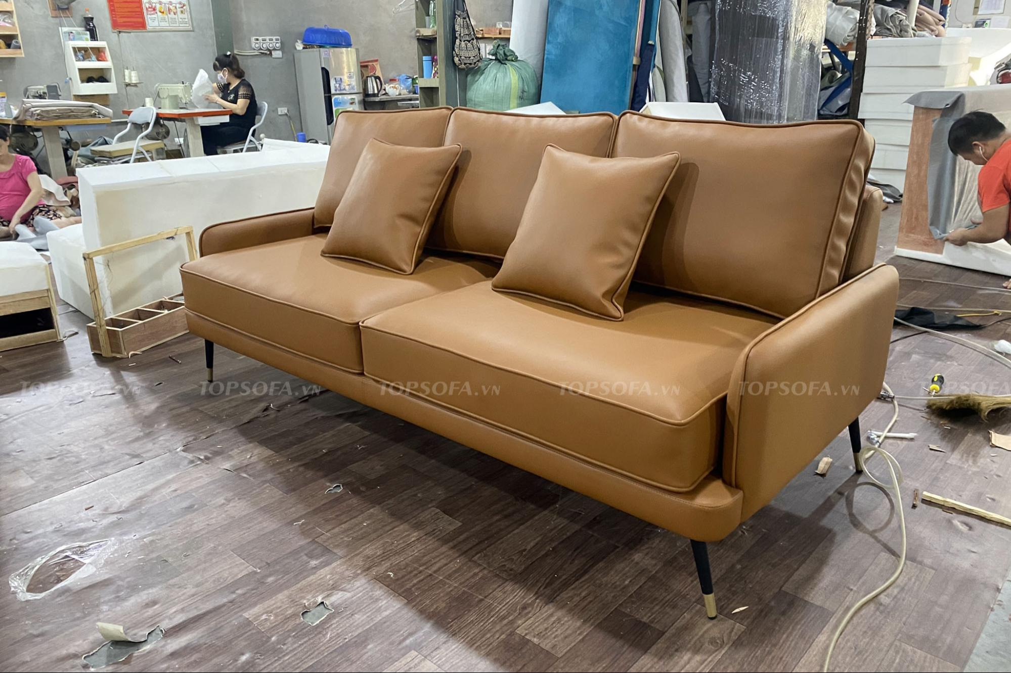 Sofa văng da TS305 góc nghiêng