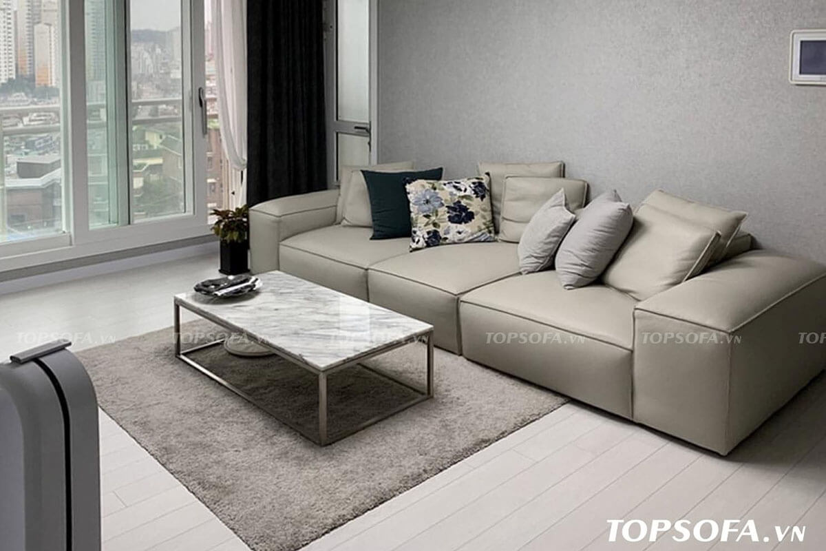 Sofa da thật 50% là sofa được sử dụng 50% là da thật và 50% là da công nghiệp.