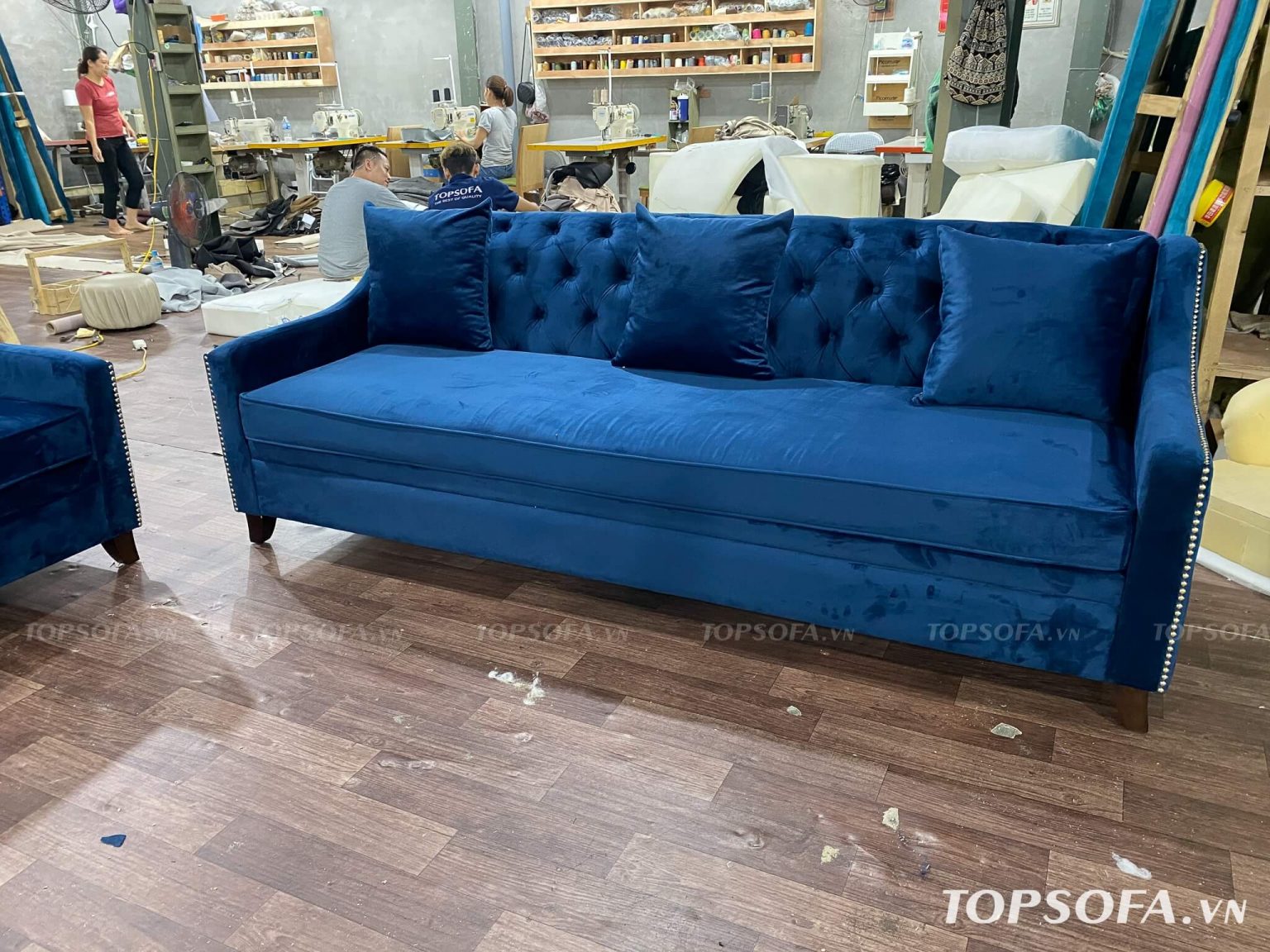 Sofa văng nỉ nhung TS325 3 chỗ