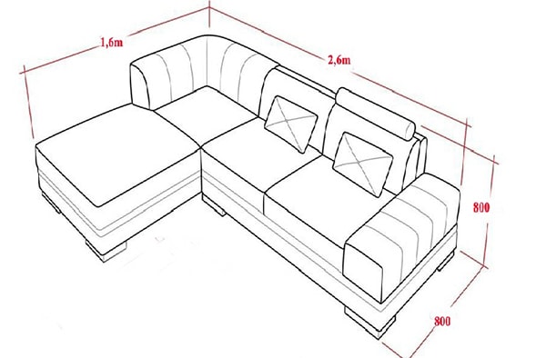 cách tính mét dài ghế sofa góc