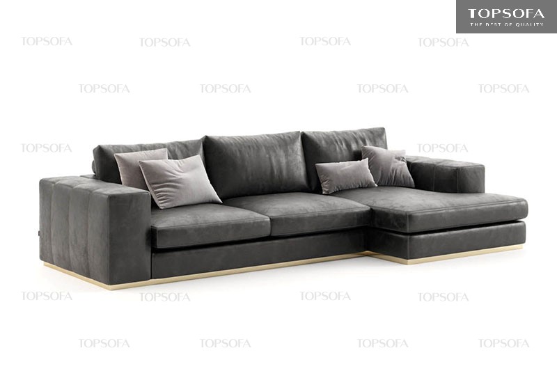 Thiết kế vuông vắn, sát sàn, đệm mút Inoac Nhật Bản, bọc da công nghiệp của mẫu sofa góc phải này giúp đem lại cảm giác chắc chắn, êm ái cho người ngồi