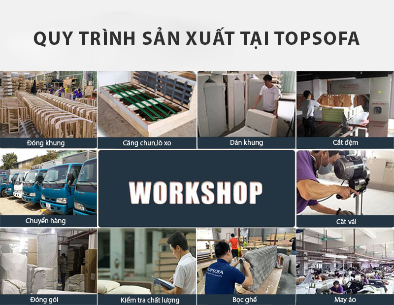 Topsofa có quy trình sản xuất sofa góc phòng khách chung cư chuyên nghiệp đảm bảo chất lượng và sự hài lòng của khách hàng