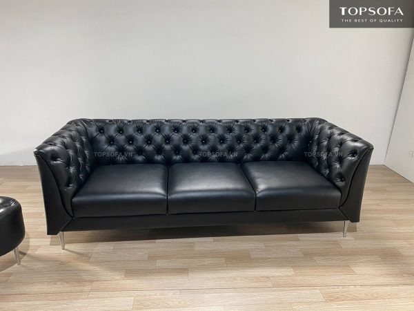 sofa da tân cổ điển TS510 thiết kế chân inox