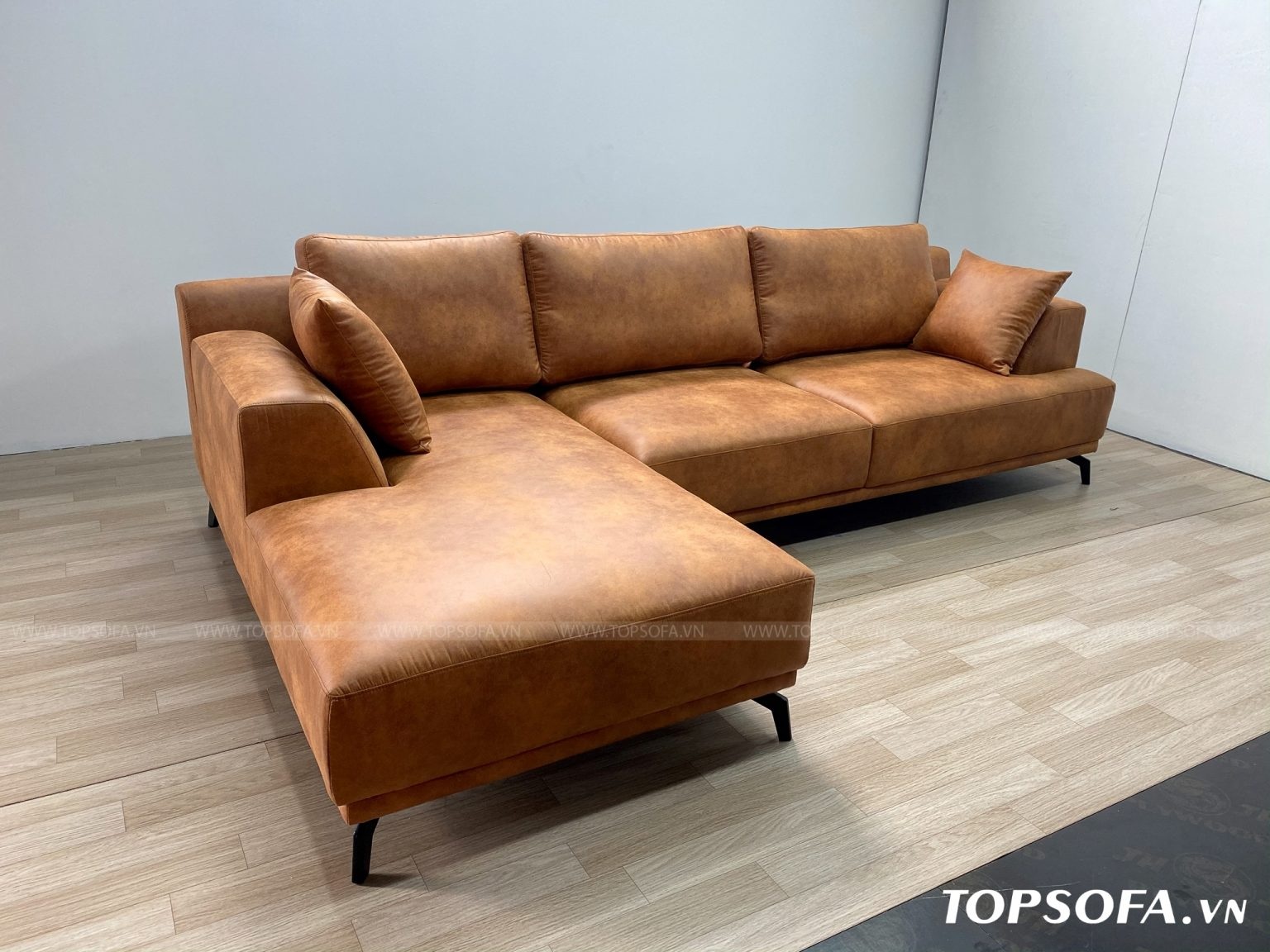 sofa góc da TS219 tay vịn êm ái