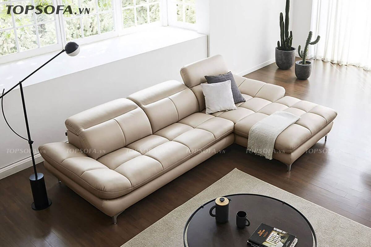 Sofa góc văn phòng sở hữu gam màu kem giúp tôn nên vẻ đẹp trang nhã, lịch thiệp cho không gian.