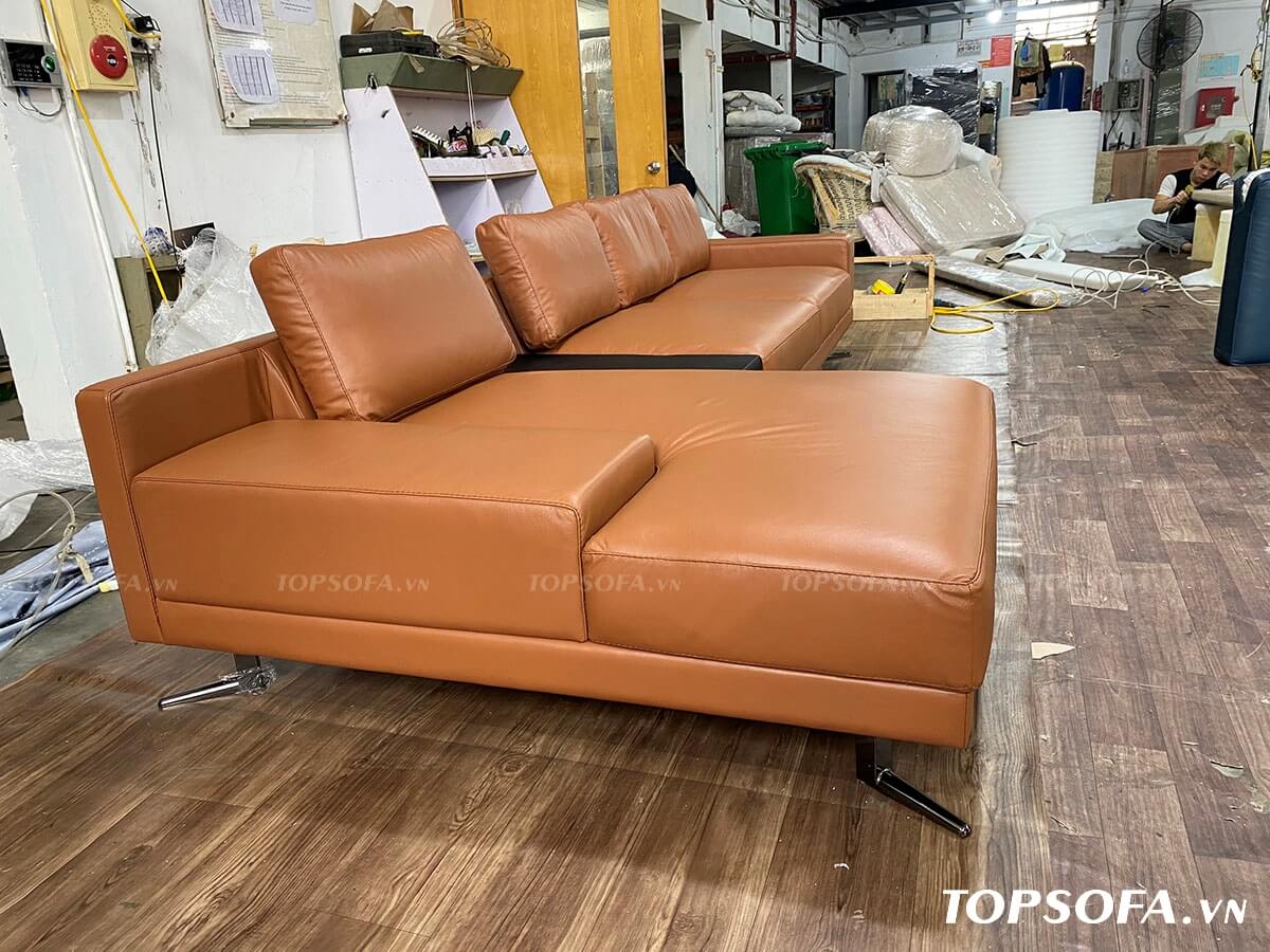 sofa góc da TS225 màu da bò