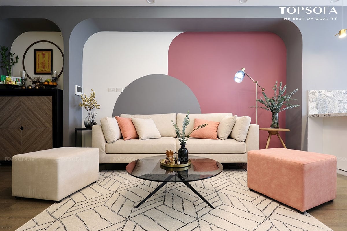Bạn có thể kết hợp mẫu sofa văng nỉ bàn trà nhằm tăng sự đồng bộ cho căn phòng và tạo điểm nhấn, tránh sự nhàm chán cho phòng.