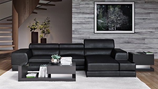 14 Cách trang trí phòng khách với bọc ghế sofa da màu đen Hà Nội