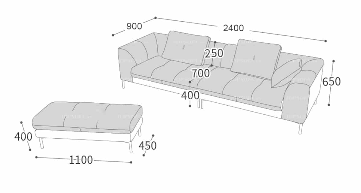 độ dài của các cạnh ghế sofa da