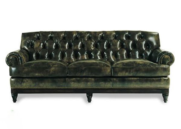 Ghế sofa da xanh rêu cổ điển 3 chỗ ngồi