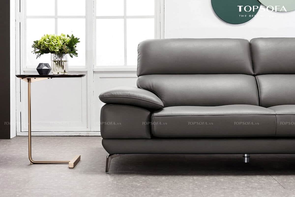 sofa góc da TS236 chân ghế inox vững chãi