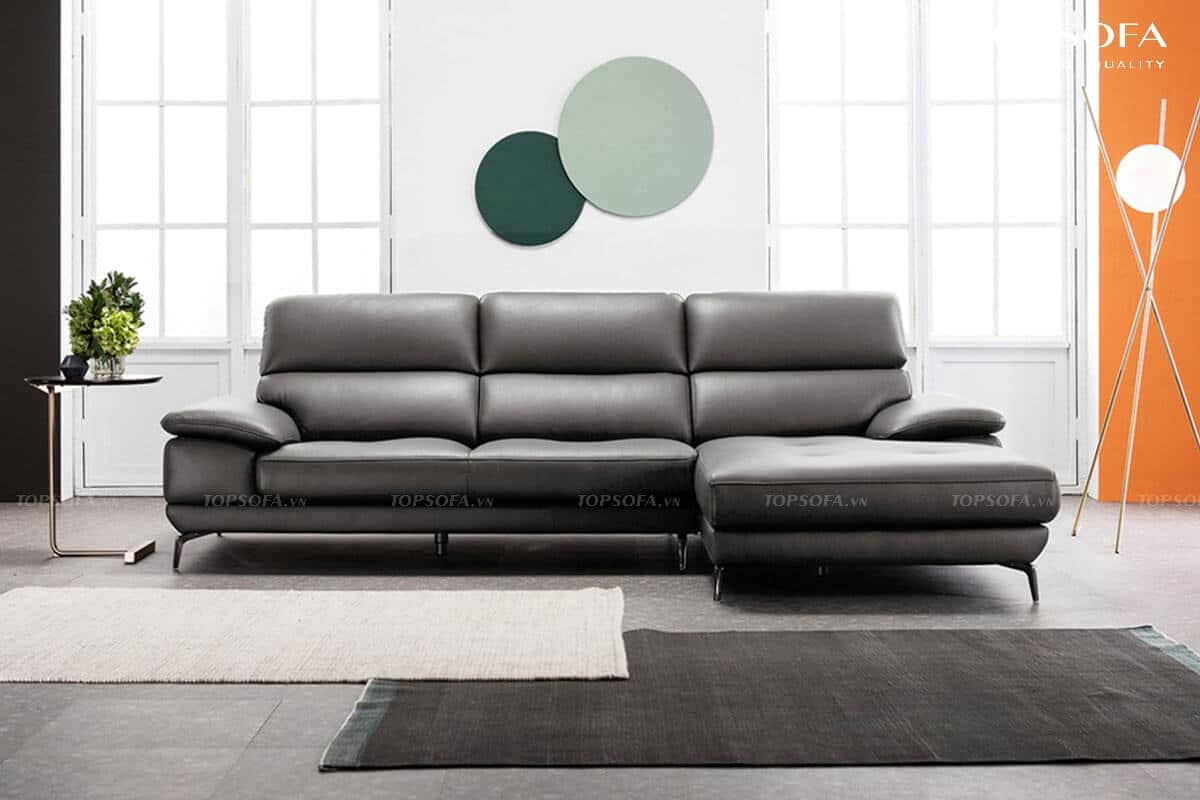 sofa góc da TS236 thiết kế tựa lưng êm ái