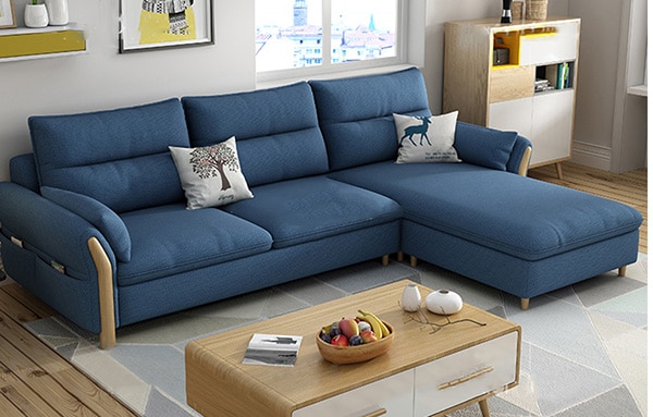 Khung ghế gỗ sofa được làm từ gỗ sồi có khả năng chống mọt, thiết kế kiểu dáng hiện đại phù hợp cho các gia đình trẻ