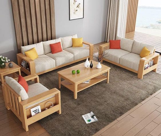 Bàn ghế sofa gỗ luôn mang đến một nét đẹp riêng cho phòng khách của mỗi gia đình. 