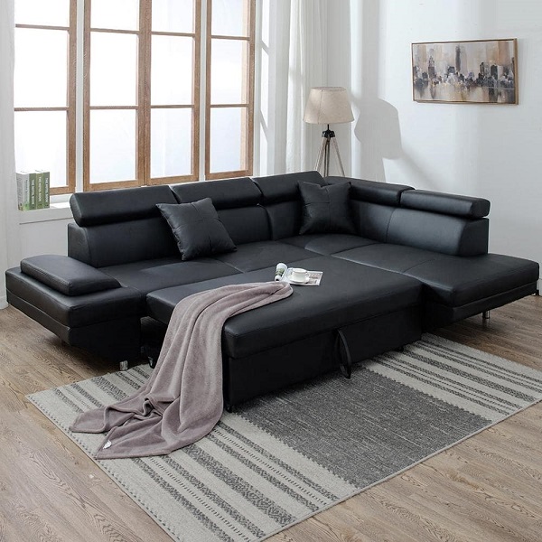 Nếu muốn nghỉ ngơi, bạn chỉ cần mở phần đệm ghế sofa ra là có ngay một chiếc giường êm ái, vững chãi. Nếu muốn điều chỉnh tư thế tựa đầu thì chỉ cần điều chỉnh độ cao của gối tựa