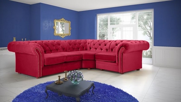 Mẫu sofa góc màu đỏ này mang đến sự quý phái, quyền quý đậm chất đương đại, phù hợp với những không gian phòng sang trọng như biệt thự, khách sạn, nhà hàng