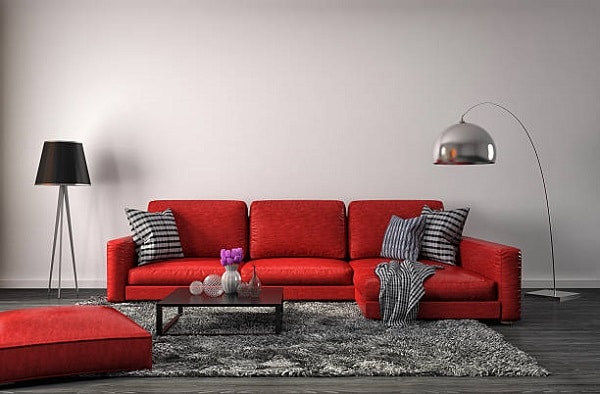 Mẫu sofa góc màu đỏ cam sẽ khiến cho không gian phòng của bạn trở nên tươi sáng và rực rỡ hơn rất nhiều