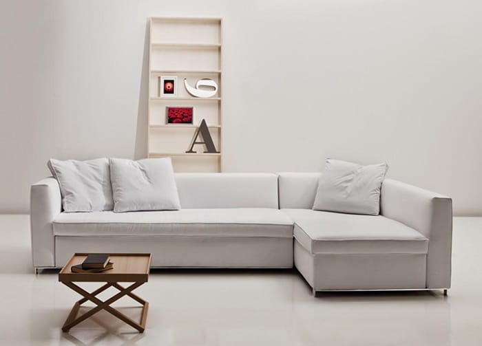 Mẫu sofa góc cho nhà nhỏ chữ L (góc phải) được thiết kế khung ghế inox vững chắc