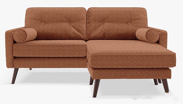 Sofa nỉ màu cam đất dạng chữ L nhỏ gọn