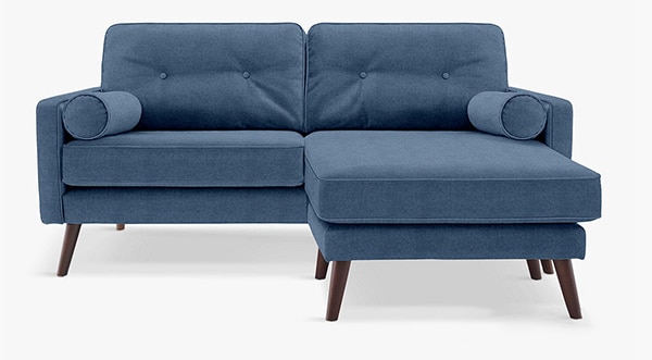 Bộ ghế sofa nỉ màu xanh da trời kiểu chữ L mini 2 chỗ ngồi