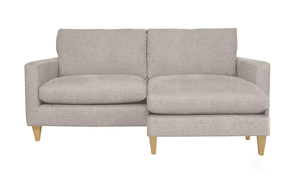 Sofa góc mini bọc vải nỉ 2 chỗ ngồi kiểu dáng chữ L có màu ghi hiện đại