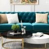 Sofa văng nỉ tân cổ điển màu xanh TCD502