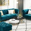 Sofa văng nỉ tân cổ điển màu xanh TCD502