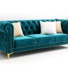 Sofa văng nỉ tân cổ điển màu xanh TCD502