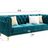 Sofa văng nỉ tân cổ điển màu xanh TCD502