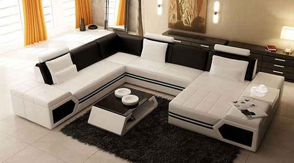 Đây là mẫu sofa da hiện đại thích hợp với những căn phòng có diện tích rộng, mang tới vẻ đẹp đẳng cấp và sang trọng cho căn phòng