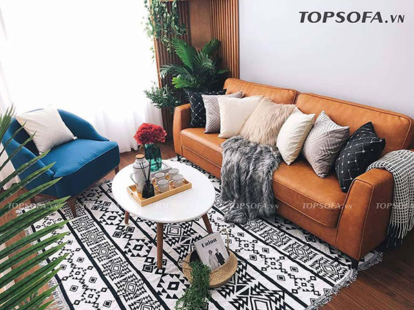 Ghế sofa da đẹp hiện đại chữ I phù hợp với phòng khách kích thước nhỏ