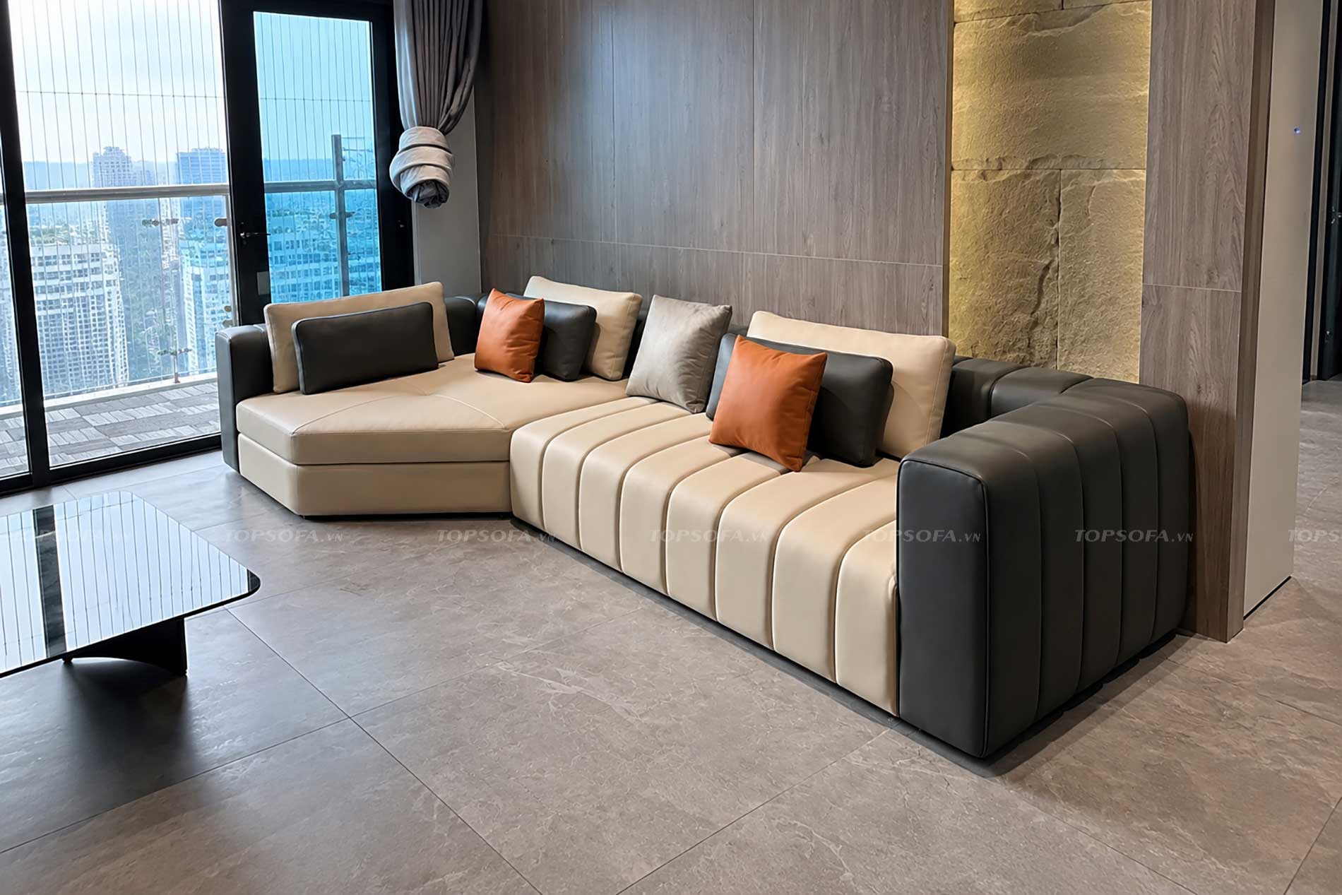Sofa góc da thiết kế Italia TS238