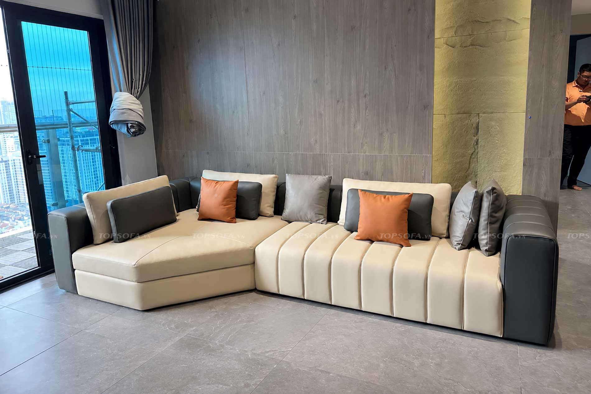 Sofa góc da thiết kế Italia TS238